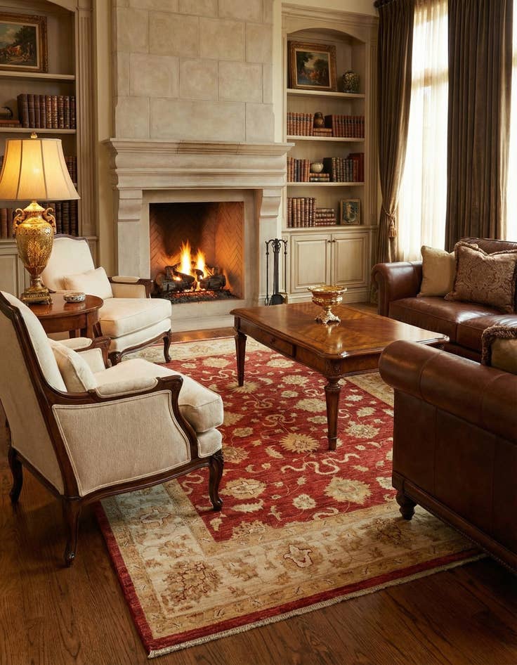 Detail image of 5' 7 x 8'  Hand Knotted Peshawar Ziegler Rug