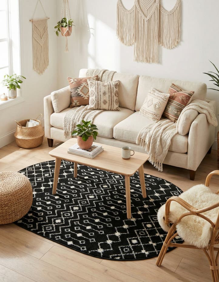 4' x 6' Moroccan Trellis Oval Rug