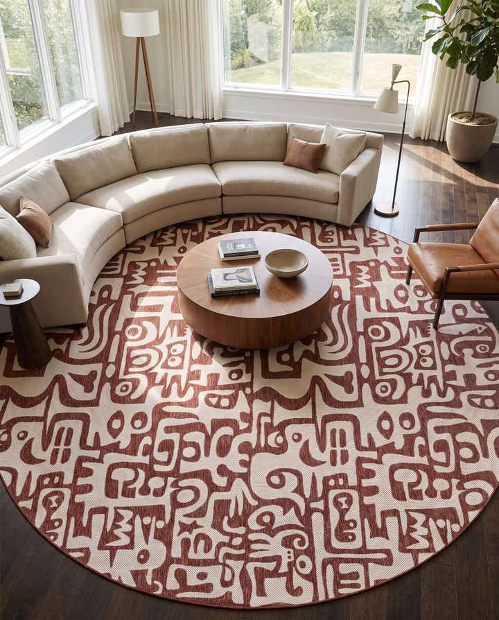 12' x 12' Easy-Clean Modern Indoor / Outdoor Round Rug