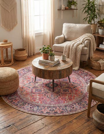 5' x 5' Washable Timeless Round Rug