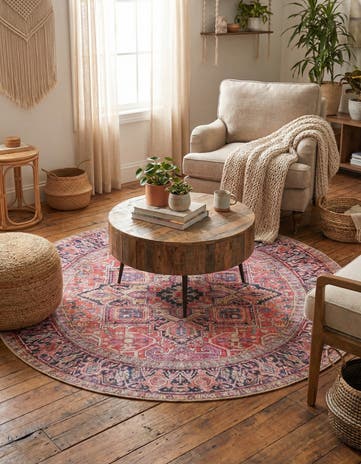 5' x 5' Washable Timeless Round Rug