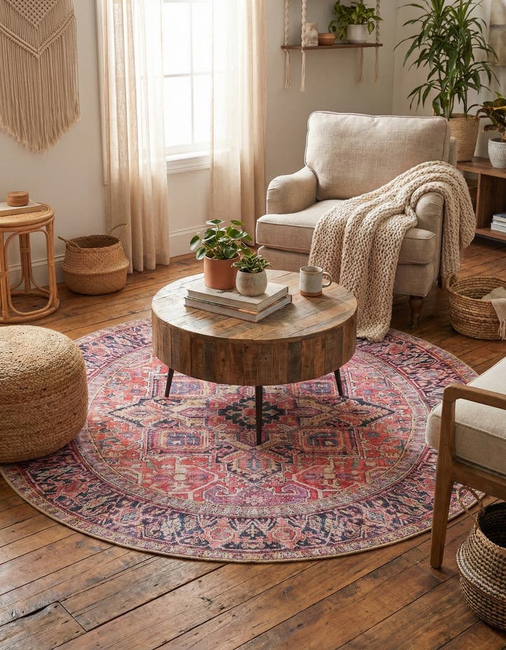 5' x 5' Washable Timeless Round Rug