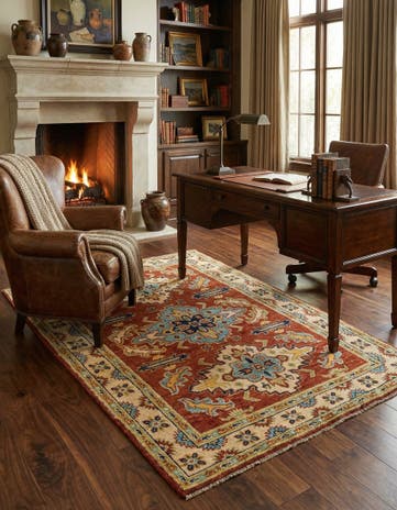 6' x 8' 3 Hand Knotted Kazak Rug