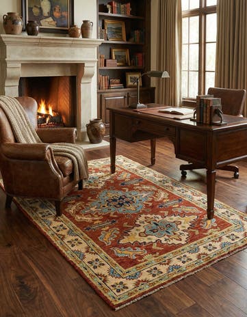 6' x 8' 3 Hand Knotted Kazak Rug