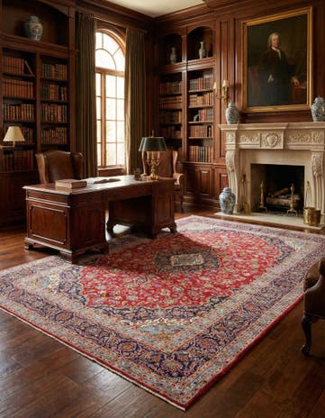 9' 9 x 13' 3 Hand Knotted Kashan Persian Wool Rug