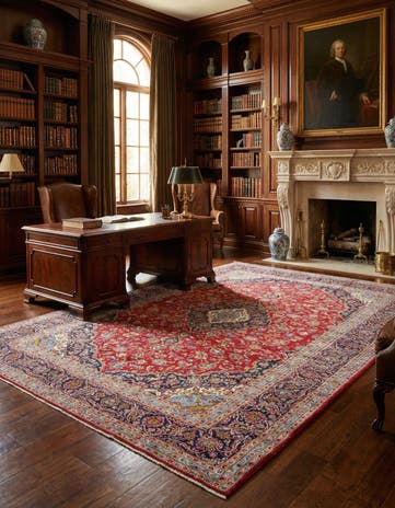 9' 9 x 13' 3 Hand Knotted Kashan Persian Wool Rug