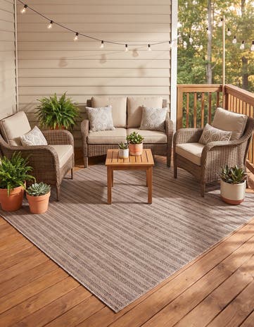 7' 10 x 7' 10 Easy-Clean Ribbon Indoor / Outdoor Square Rug