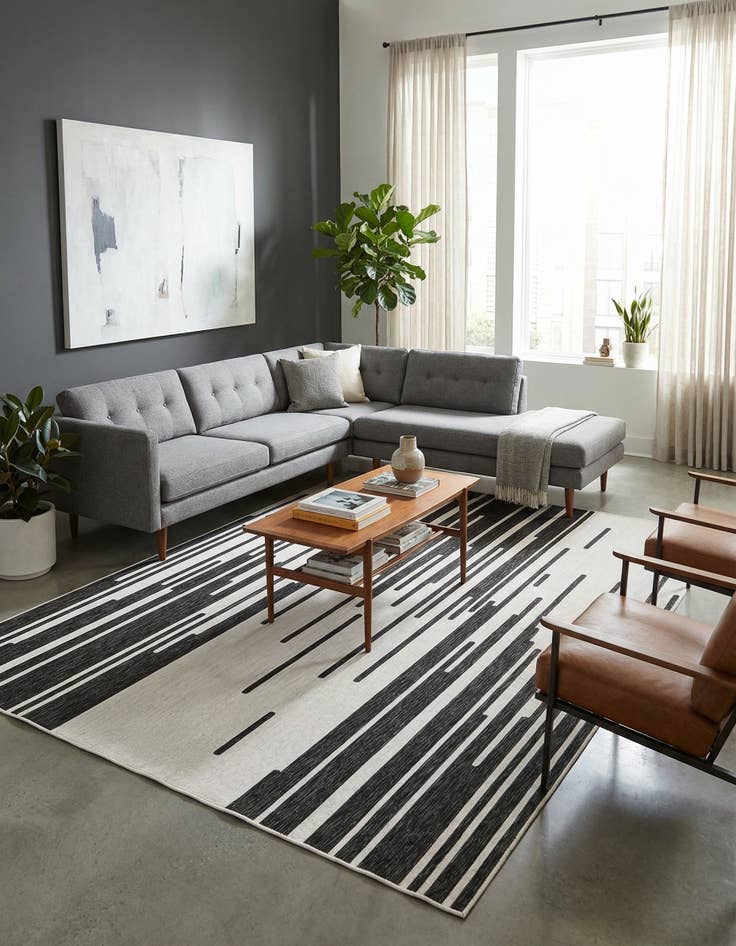 Detail image of 9' x 12'  Washable Modern Indoor / Outdoor Rug