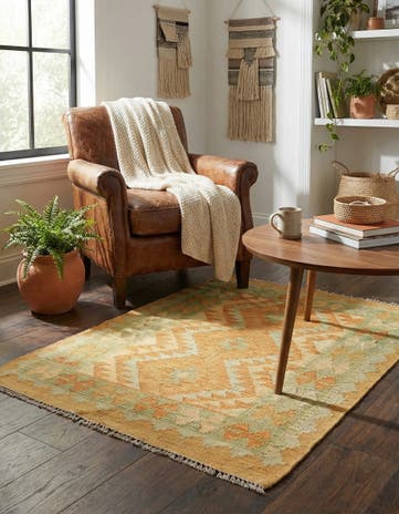 2' 8 x 4' 3 Hand Woven Kilim Waziri Wool Rug