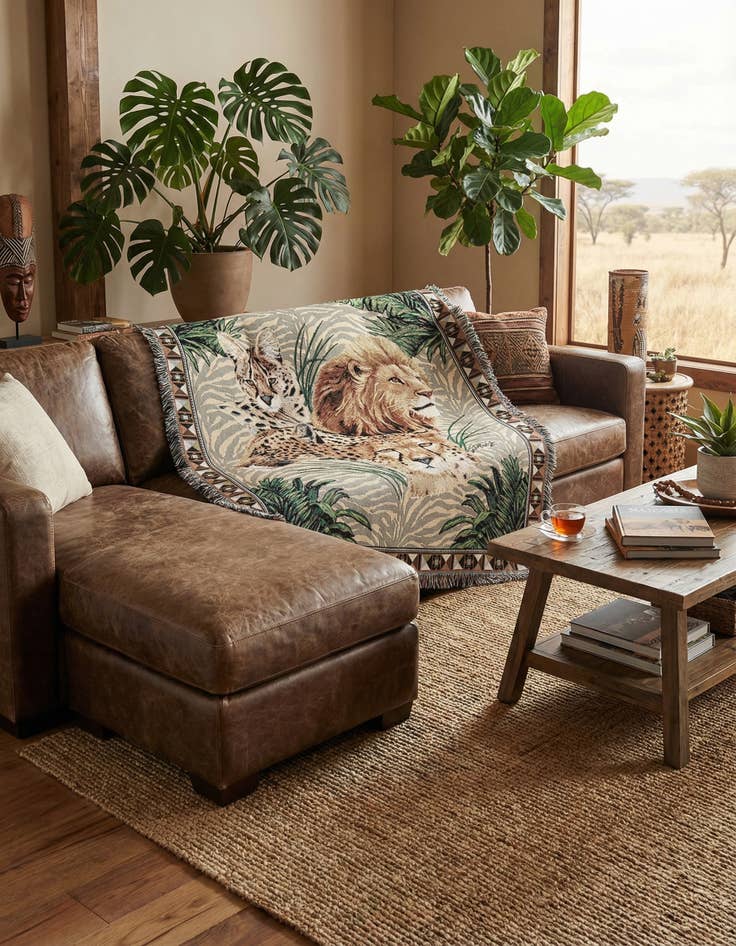 Detail image of 4' 6 x 6' Big Cats Throw Blanket