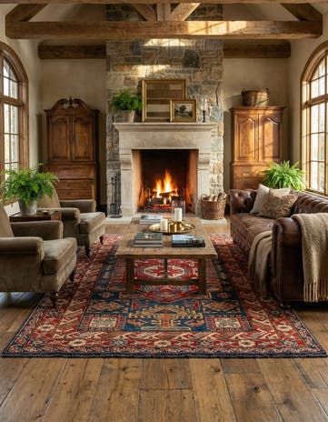 5' 3 x 7' 1 Hand Knotted Kazak Wool Rug