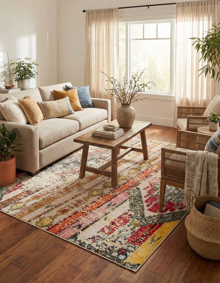 Detail image of 7' 10 x 7' 10  Washable Casablanca Indoor / Outdoor Square Rug