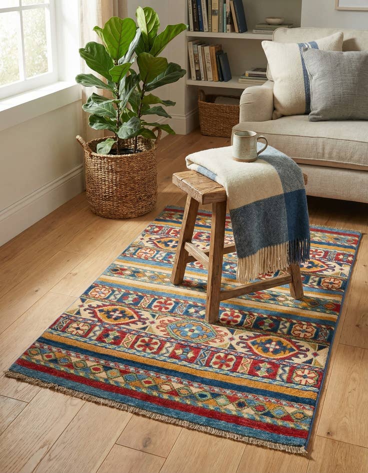 Detail image of 2' 8 x 4'  Hand Knotted Kazak Rug