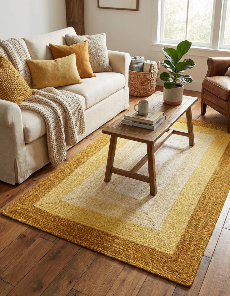 Detail image of 5' 1 x 8'  Hand Hand Braided Wool Rug