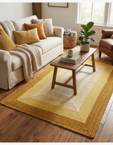 Yellow Handmade Hand Braided Wool Rug