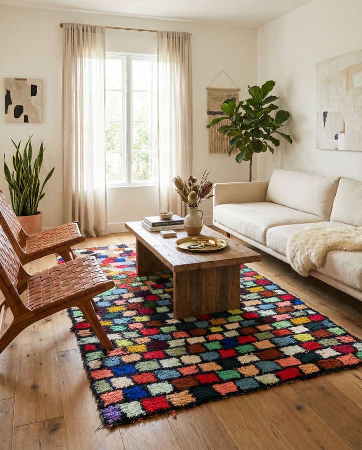 5' 7 x 9' 3 Hand Knotted Moroccan Wool Rug