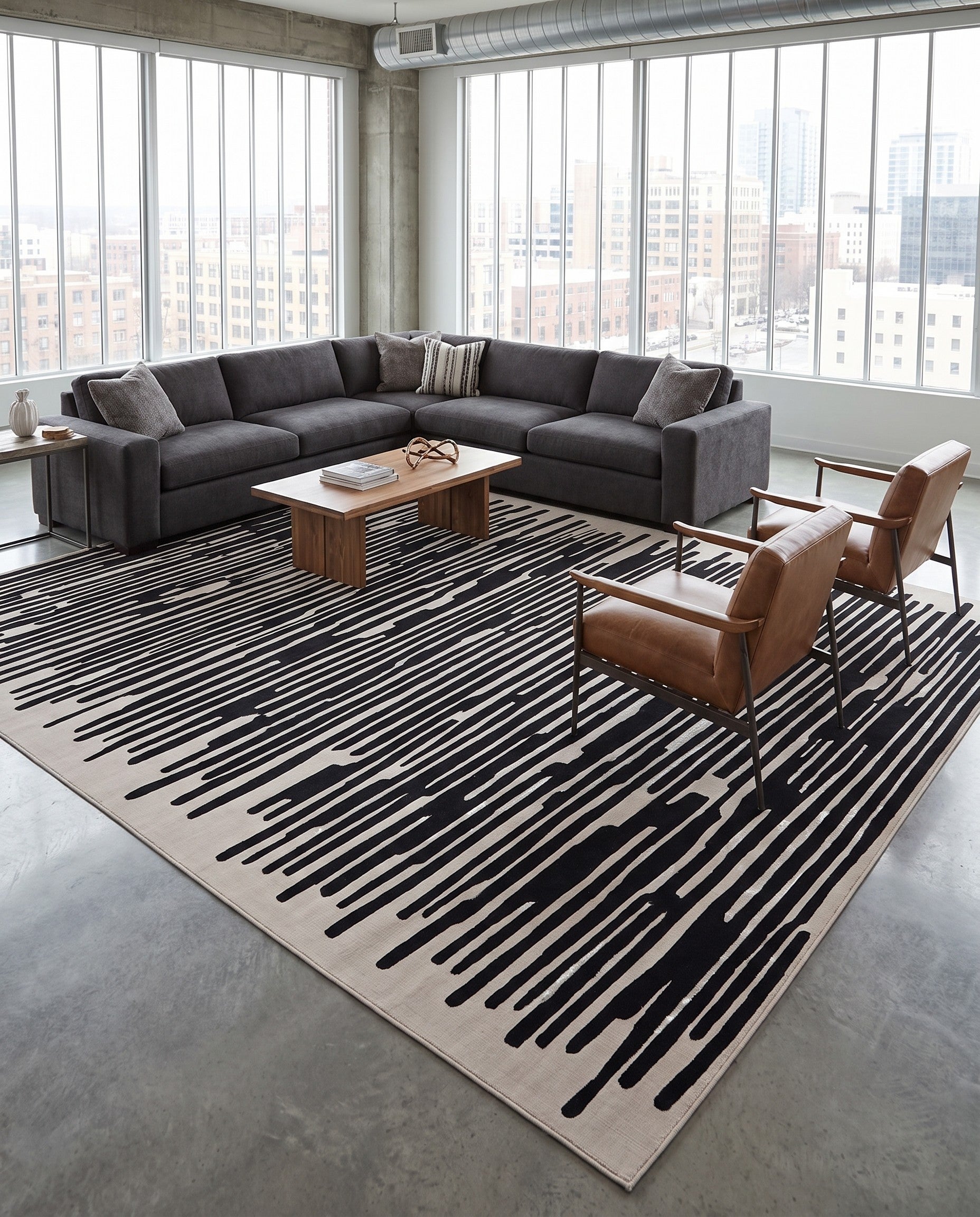 Jill Zarin Black and Ivory Uptown Beekman Place Rug