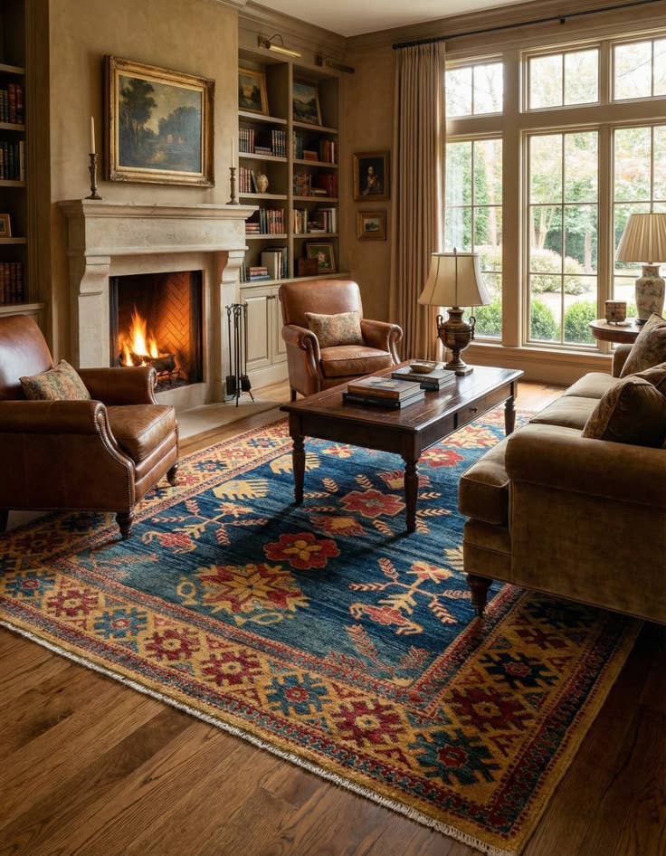 Detail image of  5' 1 x 6' 4  Hand Knotted Ziegler Wool Rug