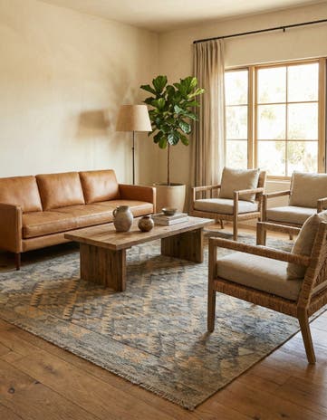 5' x 6' 6 Hand Woven Kilim Maymana Wool Rug