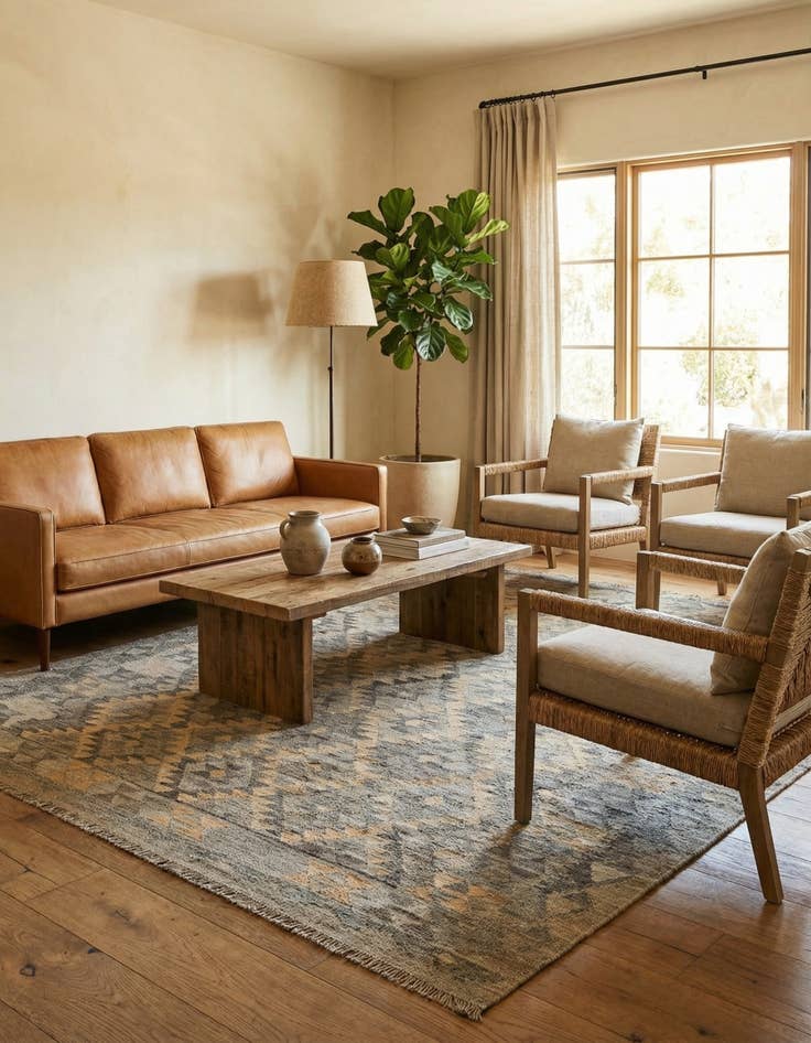 Detail image of 5' x 6' 6  Hand Woven Kilim Maymana Wool Rug