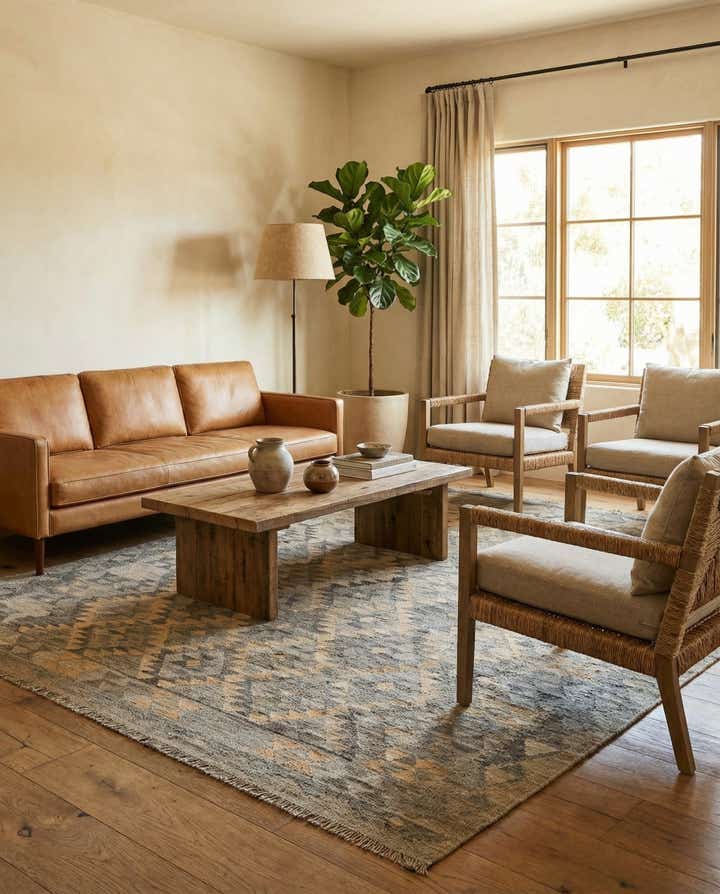 5' x 6' 6 Hand Woven Kilim Maymana Wool Rug