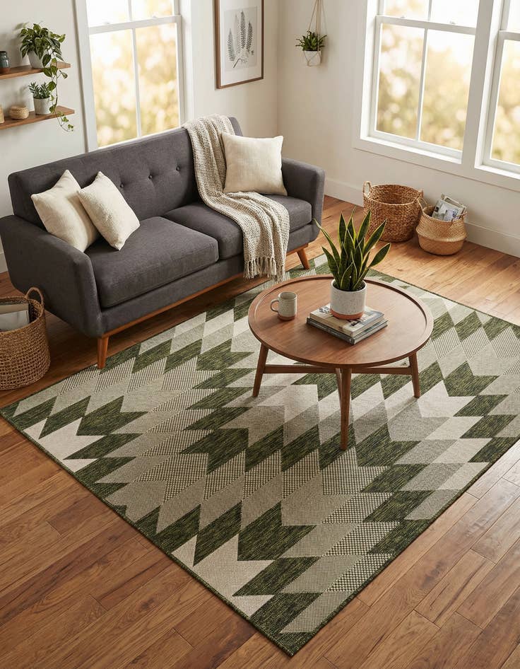 Detail image of  5' 3 x 7'  Washable Modern Indoor / Outdoor Rug