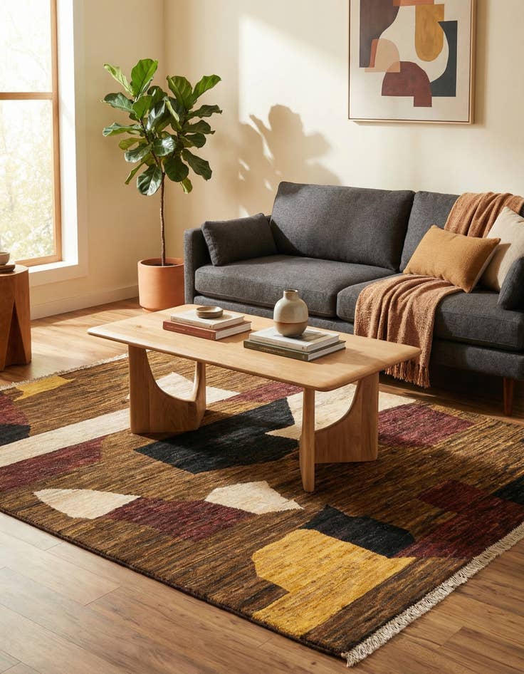 Detail image of 4' 3 x 5' 2  Hand Knotted Modern Ziegler Wool Rug