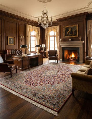 9' 11 x 12' 9 Hand Knotted Kerman Persian Wool Rug