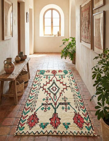 3' 10 x 8' 2 Hand Knotted Moroccan Wool Runner Rug
