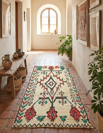 3' 10 x 8' 2 Hand Knotted Moroccan Wool Runner Rug