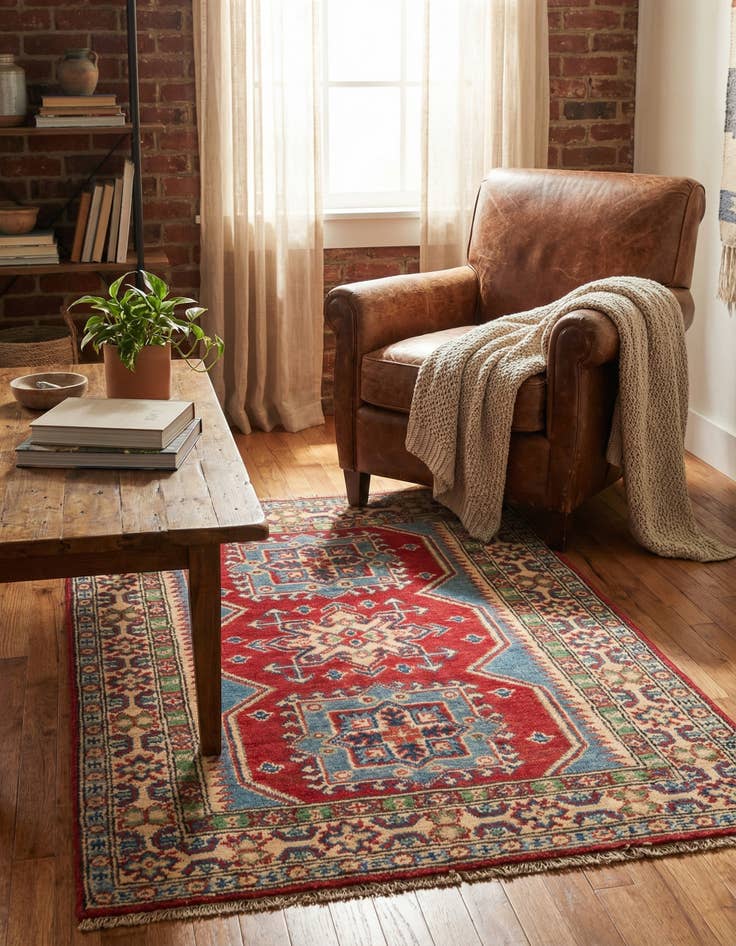 Detail image of 2' 8 x 4' 1  Hand Knotted Kazak Rug