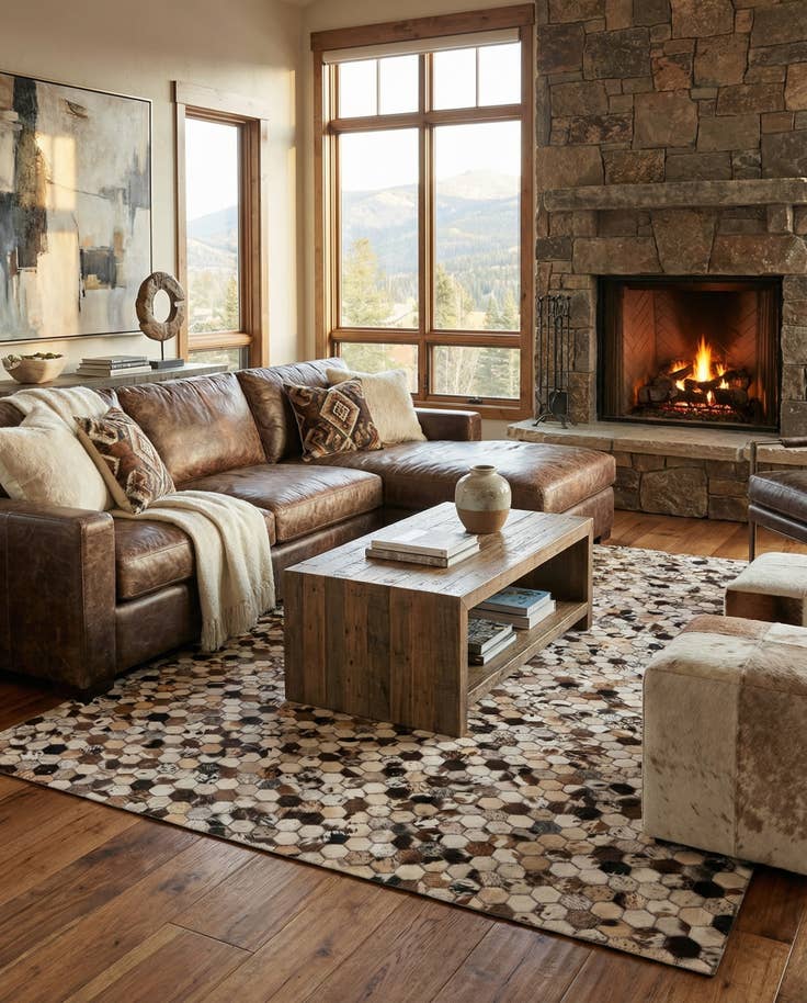 Detail image of 5' 1 x 8' 2 Cowhide Rug