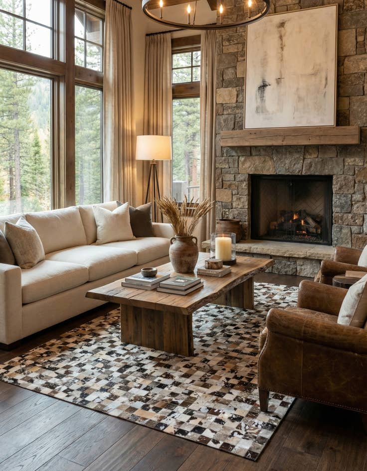 Detail image of 8' x 10' Cowhide Stocks Rug