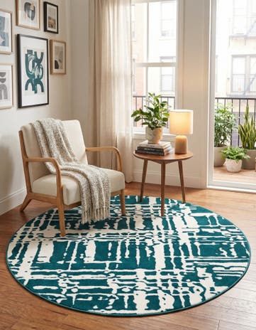 Teal Vince Camuto Round Rug