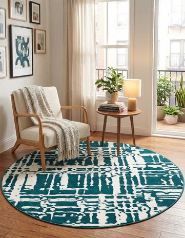 Teal Vince Camuto Round Rug