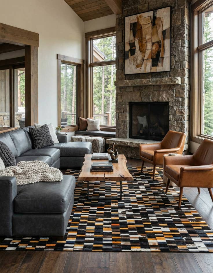 Detail image of  5' 3 x 7' 11 Cowhide - Patchwork Rug