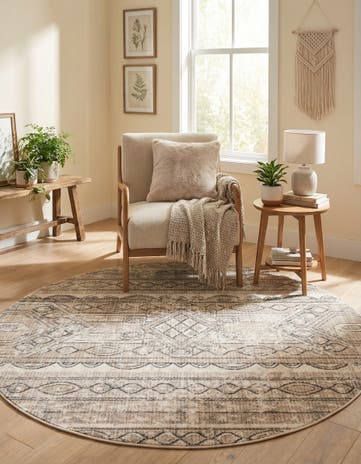 Ivory Oregon Round Rug