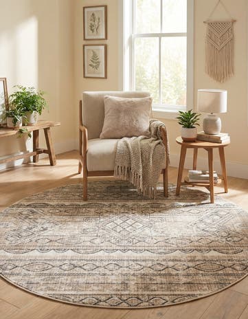 Ivory Oregon Round Rug