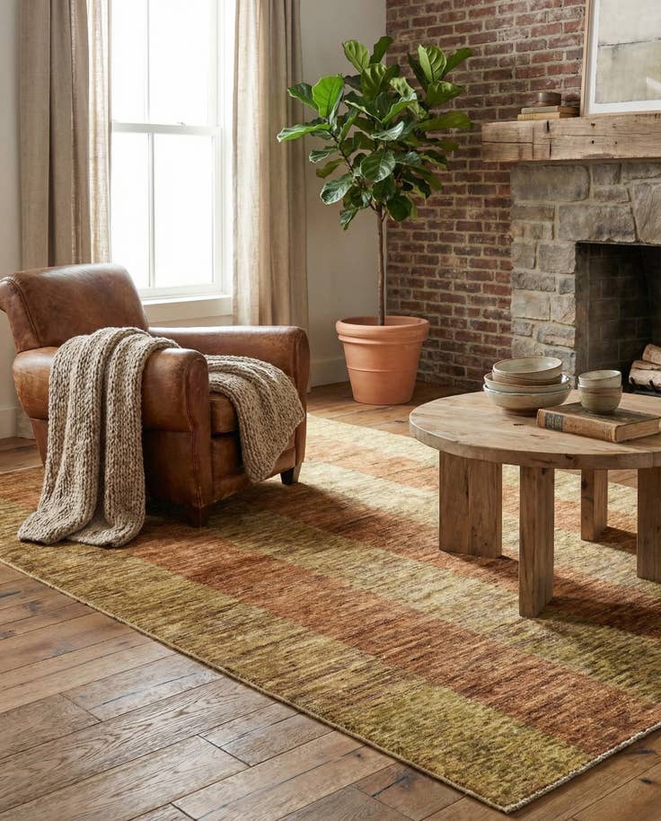 Detail image of 4' 1 x 5' 8 Hand Knotted Modern Ziegler Oriental Rug