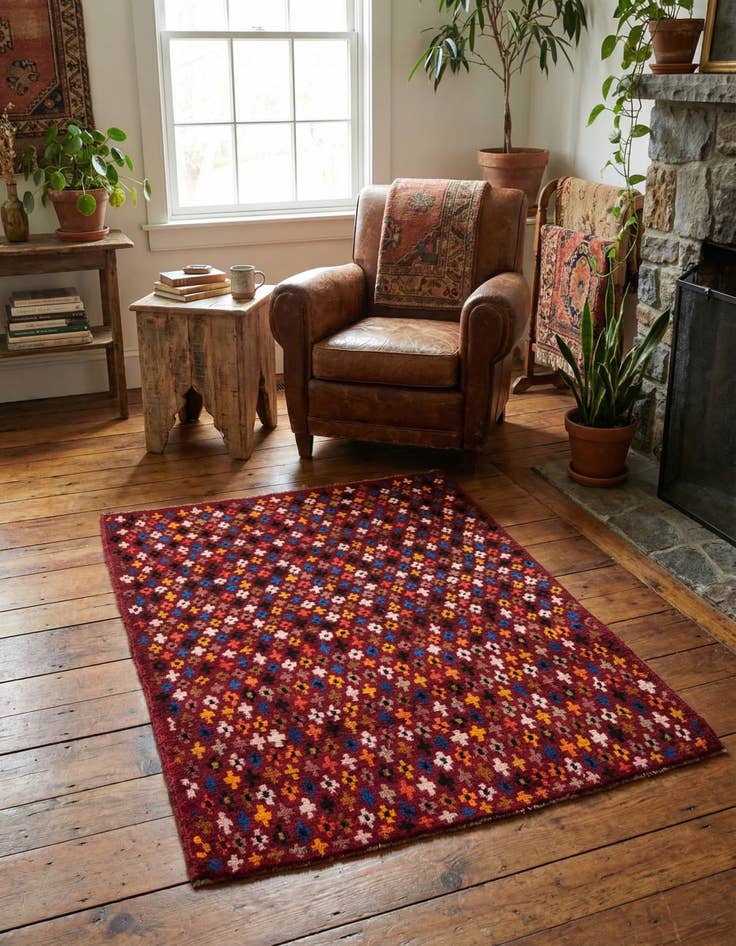 Detail image of 3' 1 x 4' 2  Hand Knotted Balouch Wool Rug