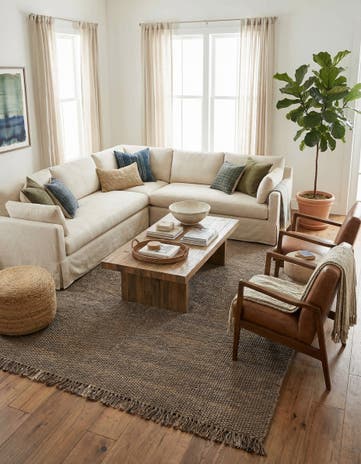 Gray Hand Woven Chunky Jute Rug