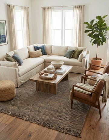 Gray Hand Woven Chunky Jute Rug