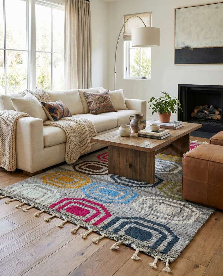 5' x 7' 8 Hand Knotted Moroccan Wool Rug