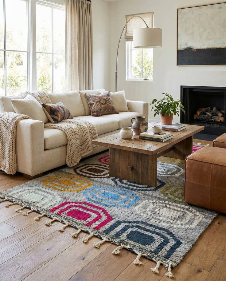 Detail image of 5' x 7' 8 Hand Knotted Moroccan Wool Rug