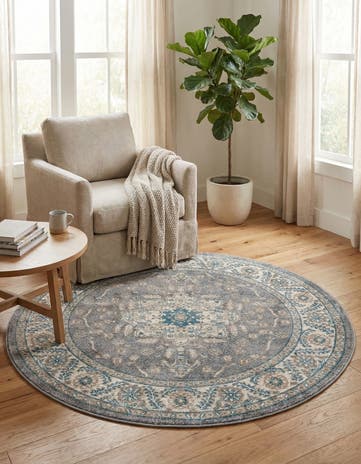 Gray Viola Round Rug