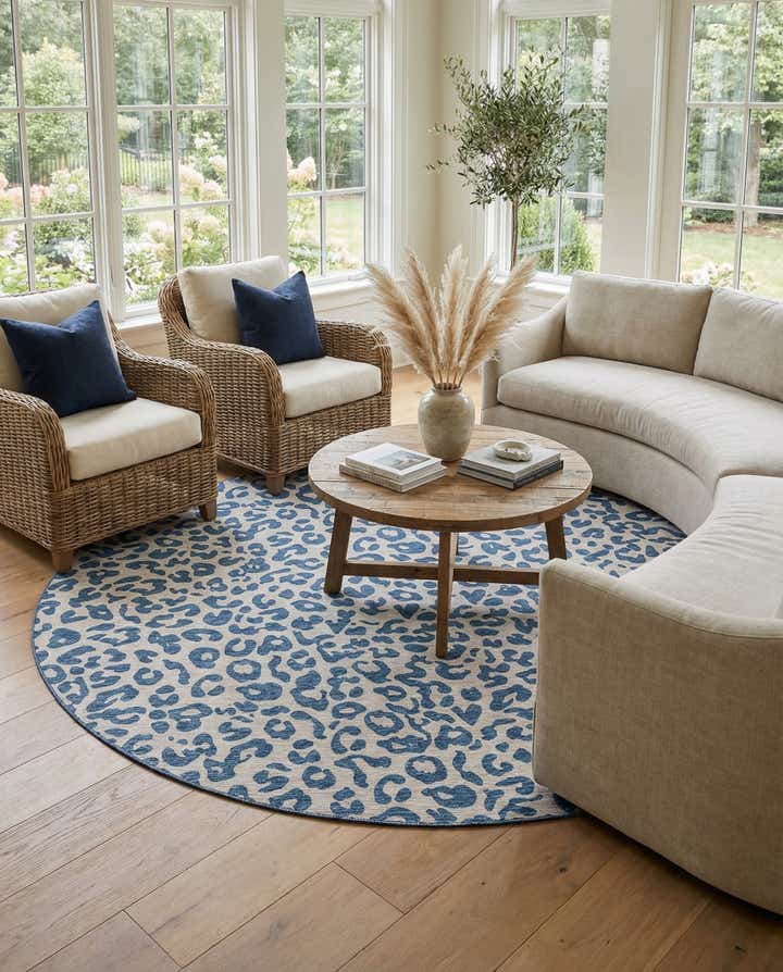 13' x 13' Easy-Clean Safari Indoor / Outdoor Round Rug