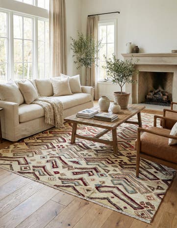 9' x 12' 2 Hand Knotted Moroccan Wool Rug