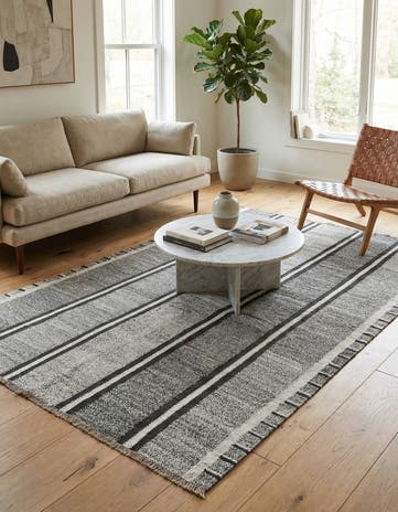 5' 5 x 8' Hand Woven Kilim Modern Wool Rug