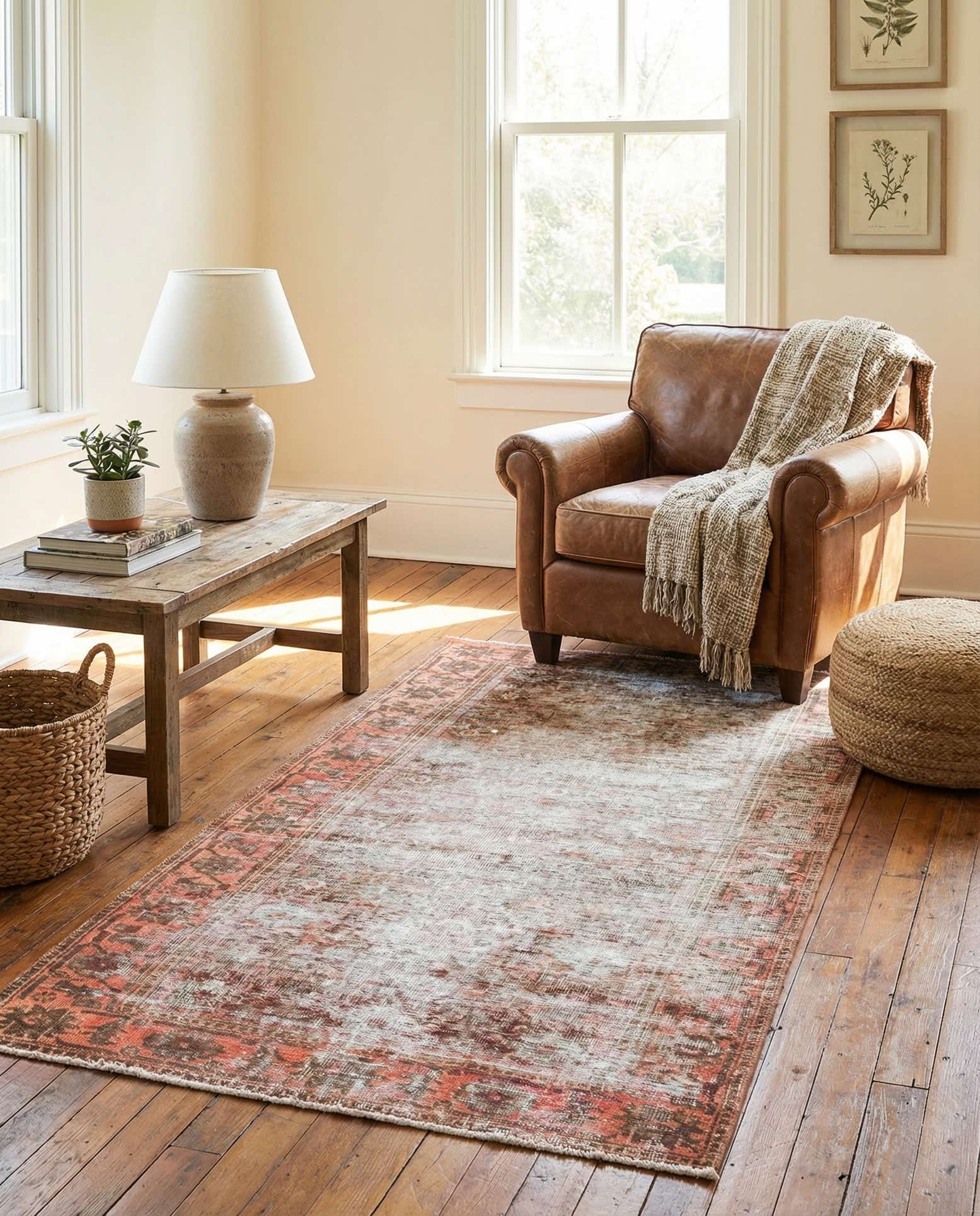 3' 7 x 7' Hand Knotted Ultra Vintage Persian Wool Rug