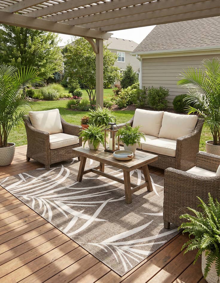 Detail image of 7' x 10'  Washable Botanical Indoor / Outdoor Rug